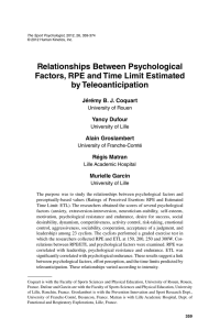 Relationships Between Psychological Factors, RPE and Time Limit