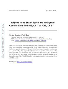 Tachyons in de Sitter space and analytical continuation from dS/CFT