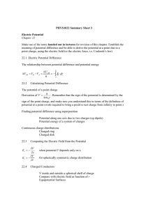 PHYS1022 Summary Sheet 3 Electric Potential Chapter 22 Make