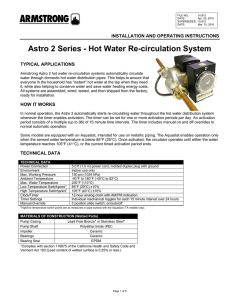 Astro 2 Series - Hot Water Re-circulation System