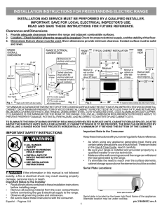INSTALLATION INSTRUCTIONS FOR FREESTANDING ELECTRIC