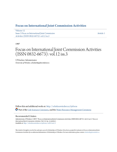 Focus on International Joint Commission Activities (ISSN 0832