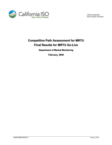Competitive Path Assessment for MRTU Final Results for MRTU Go