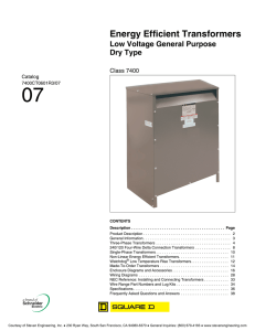 Energy Efficient Transformers Low Voltage General Purpose Dry Type