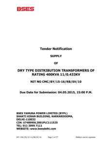 Tender Notification DRY TYPE DISTRIBUTION TRANSFORMERS