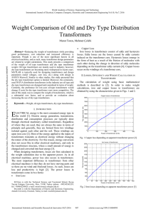 Weight Comparison of Oil and Dry Type Distribution Transformers