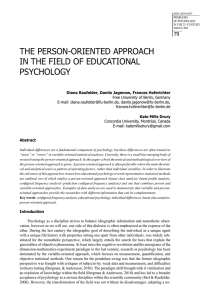 the person-oriented approach in the field of