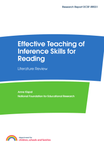 Effective teaching of inference skills for reading