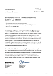 Siemens to acquire simulation software supplier CD