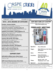 February - the NYC Chapter Of The ASPE