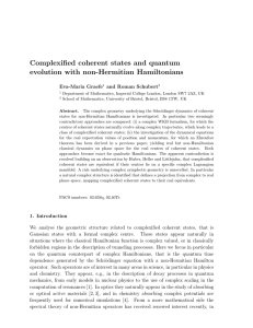Complexified coherent states and quantum evolution with non