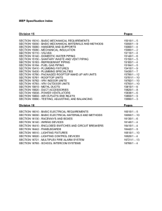 MEP Specification Index Division 15 Pages Division 16 Pages