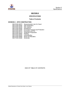 Section G Specifications SECTION G SPECIFICATIONS Table of