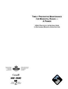 Work Plan for Best Practices Scan MR1: Preventive Maintenance of