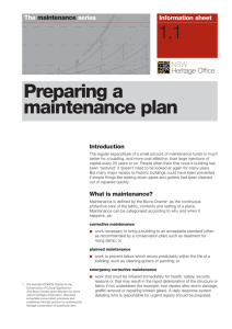Preparing a maintenance plan - Office of Environment and Heritage