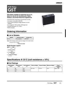 Ordering Information Specifications @ 23°C (coil resistance ± 10%)
