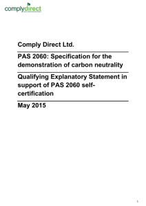 Comply Direct Ltd. PAS 2060: Specification for the demonstration of