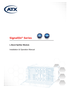 SignalOn L-Band Splitter Module User Manual Pdf