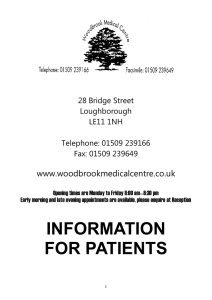 information for patients - Woodbrook Medical Centre