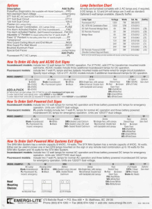 Lamp Selection Chart Options How To Order AC