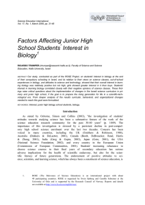 Factors Affecting Junior High School Students Interest in Biology