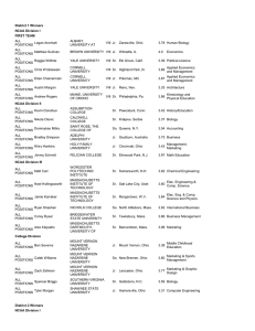 District 1 Winners NCAA Division I FIRST TEAM ALL POSITIONS