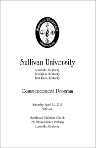 Commencement Program - Sullivan University Library