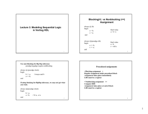 Lecture 3: Modeling Sequential Logic in Verilog HDL Blocking(=) vs