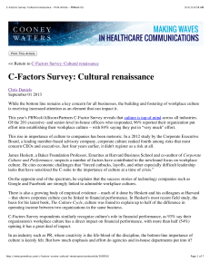 C-Factors Survey: Cultural renaissance