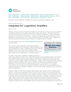 Integrated DC Logarithmic Amplifiers - Application Note