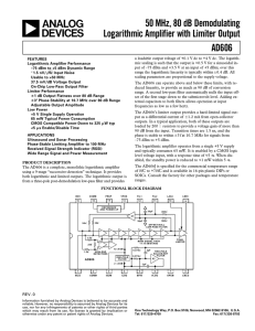 AD606 50MHz, 80dB Demodulating Logarithmic Amplifier with