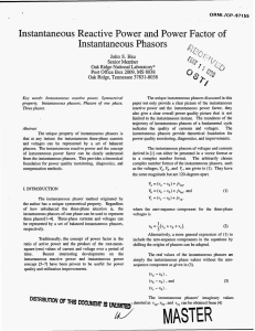 Instantaneous Reactive Power and Power Factor of Instantaneous