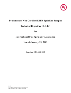 Non-Certified ESFR Sprinklers Report 20150129