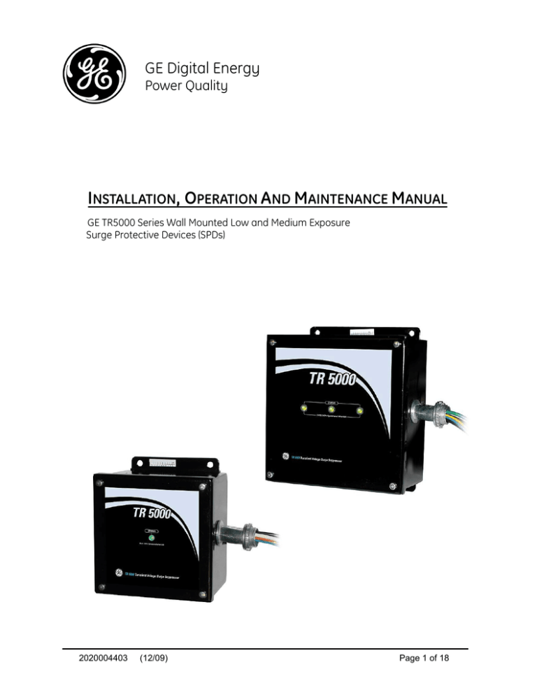 Installation - Operation And Maintenance Manual