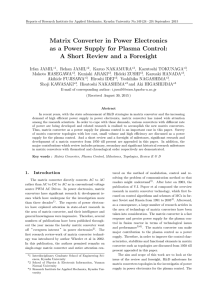 Matrix Converter in Power Electronics as a Power Supply for Plasma