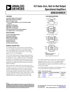 AD8638/AD8639 16 V Auto-Zero, Rail-to