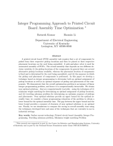 Integer Programming Approach to Printed Circuit Board Assembly