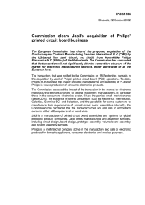 Commission clears Jabil s acquisition of Philips printed circuit board