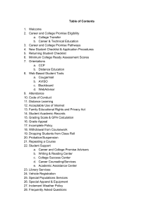 Table of Contents 1. Welcome 2. Career and College Promise