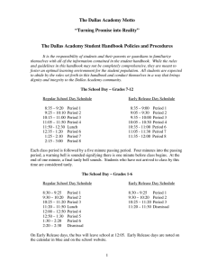 The Dallas Academy Student Handbook Policies and Procedures