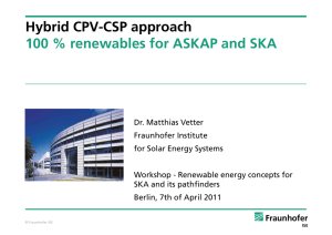 Hybrid CPV-CSP approach 100 % renewables for ASKAP and SKA
