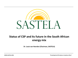 Status of CSP and its future in the South African energy mix