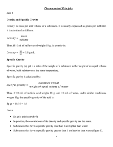 Pharmaceutical Principles Lec. 4 Density and Specific Gravity