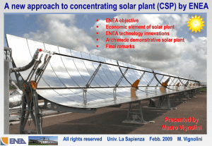 ENEA activities on thermodynamic solar plant (CSP)