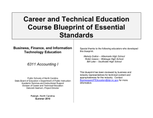 Career and Technical Education Course Blueprint of Essential