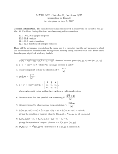 MATH 162: Calculus II, Sections B/C u·v u·v
