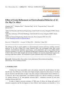 Effect of Grain Refinement on Electrochemical Behavior of Al– Zn