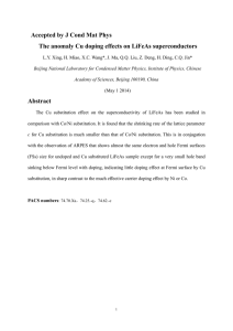 Accepted by J Cond Mat Phys The anomaly Cu doping