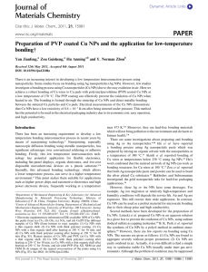 Preparation of PVP coated Cu NPs and the