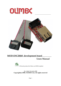MOD-ENC28J60 10 Mbit Ethernet development board